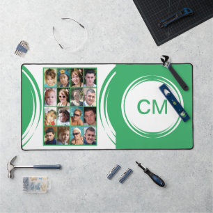 Personalisierte Initialen 16 Foto grün Schreibtischunterlage
