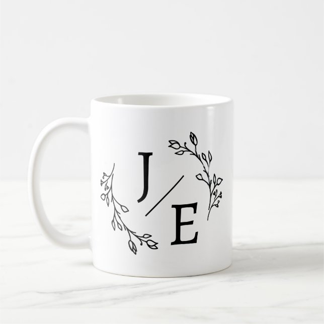 Personalisierte Initialen Botanisches Monogramm Fl Kaffeetasse (Links)