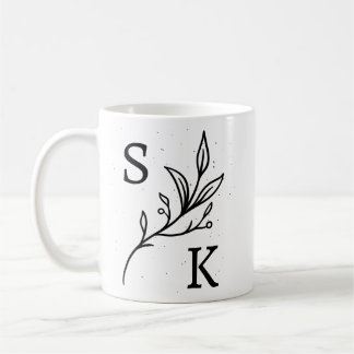 Personalisierte Initialen Botanisches Monogramm Fl Kaffeetasse