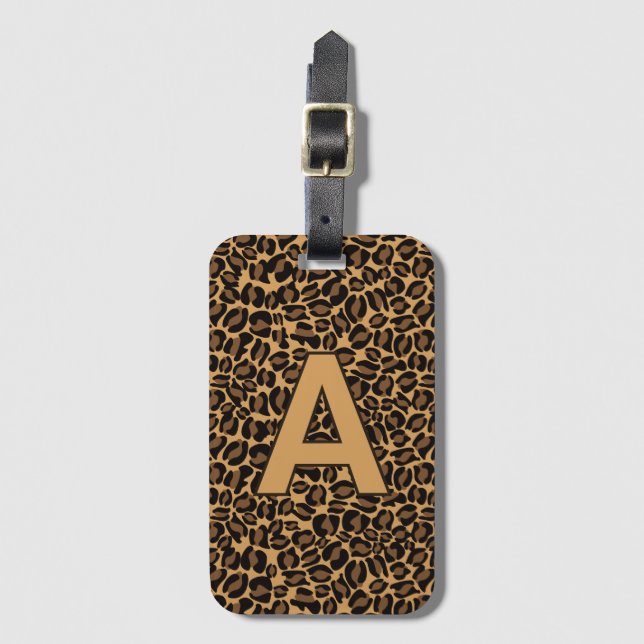 Personalisierte Initialen Leopard-Tierdruck Gepäckanhänger (Vorderseite Vertikal)