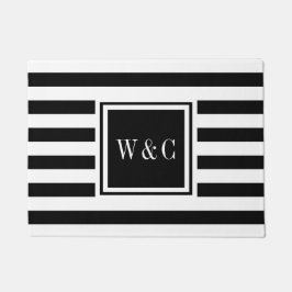 Personalisierte Initialen Monogramm Schwarz/Weiß Fußmatte