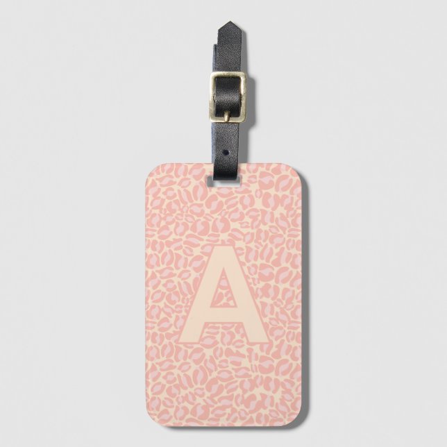 Personalisierte Initialen Pink Leopard, Tierdruck Gepäckanhänger (Vorderseite Vertikal)