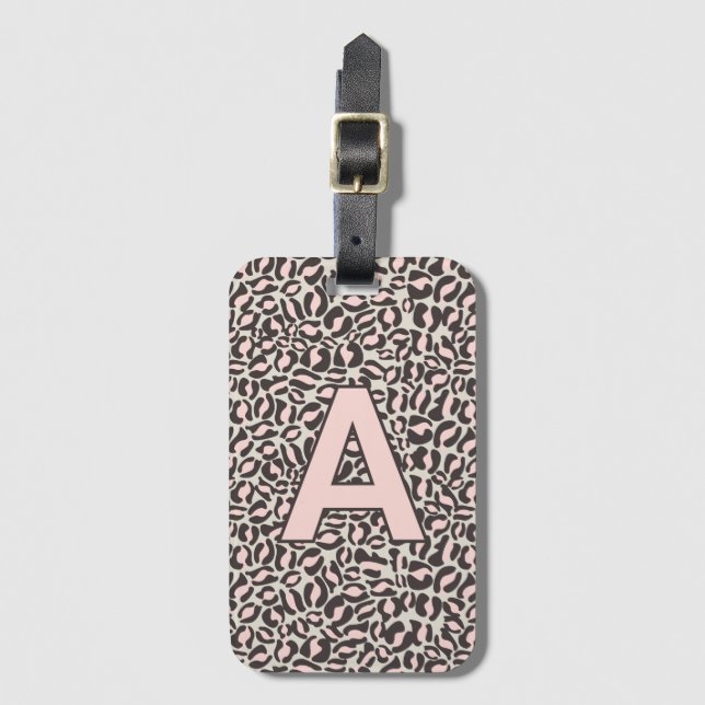 Personalisierte Initialen Pink Leopard, Tierdruck Gepäckanhänger (Vorderseite Vertikal)
