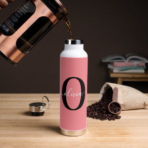 Personalisierte Initialen Schriftzug Name Schwarz Trinkflasche