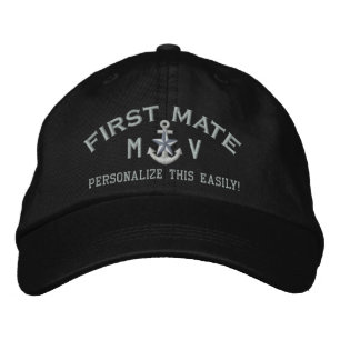 Personalisierte Initialen Text First Mate Silver S Bestickte Kappe
