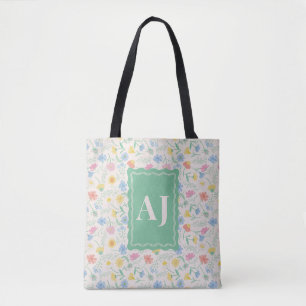 Personalisierte Initialen Wildblumen Blumen-Traget Tasche