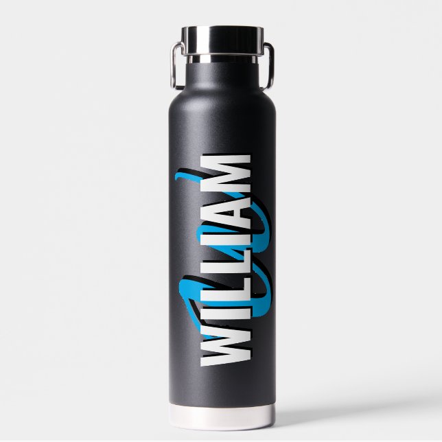 Personalisierte Initialien Namen Schrift Schwarz Trinkflasche (Vorne)