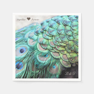 Personalisierte Initials Peacock Wedding Napkins Serviette
