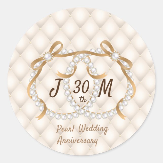 Personalisierte Initials Pearl Ribbon Aufkleber (Vorderseite)