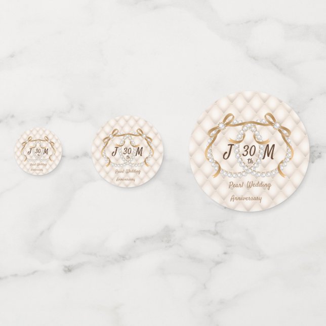 Personalisierte Initials Pearl Ribbon Table Confet Konfetti (Vorderseiten)