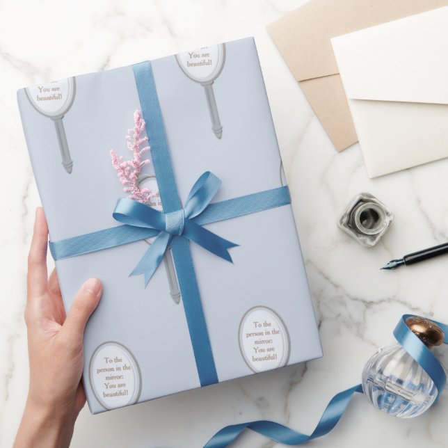 Personalisierte Inspiration Mirror Grau Blau Geschenkpapier (Schenken)