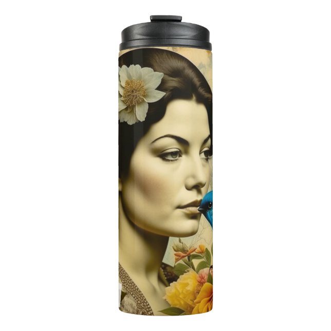 Personalisierte Inspirationswörter und Vintage Lad Thermosbecher (Vorderseite)