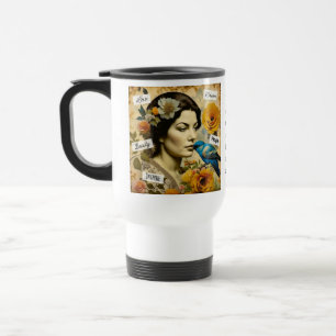 Personalisierte inspirierende Worte und Vintage-Da Reisebecher