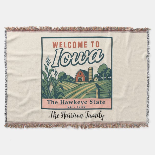 Personalisierte Iowa-Wurfdecke Decke (Vorderseite)