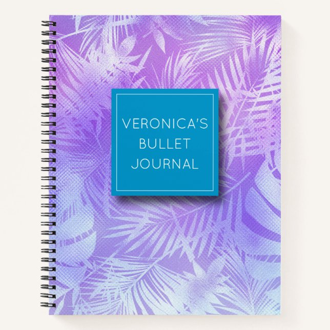 Personalisierte Iridescent Pastel Palm Blätter Bul Notizbuch (Vorderseite)