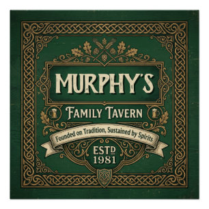 Personalisierte irische Pub-Familien-Taverne Vinta Poster