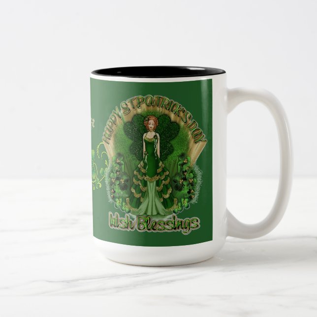 Personalisierte irische Segen St Patrick's Day Tas Zweifarbige Tasse (Rechts)