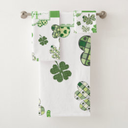Personalisierte Irish Green Clover St Patrick's Badhandtuch Set