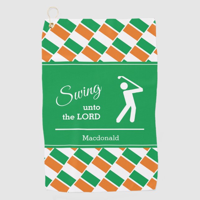Personalisierte IRLAND-FLAG-Swing zum Herrn Golfhandtuch (Vorderseite)
