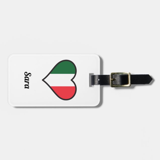 Personalisierte italienische Flag Herzstück-Gepäck Gepäckanhänger (Vorderseite horizontal)