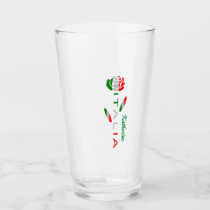 Personalisierte italienische Flagge Rosa Glas