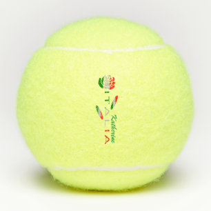 Personalisierte italienische Flagge Rosa Tennisbälle