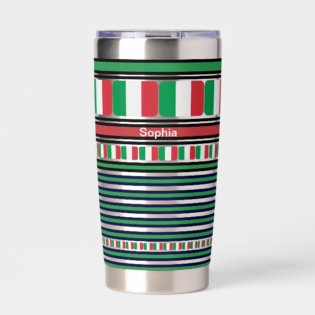 Personalisierte italienische Patriotikflagge Thermobecher (Vorderseite)