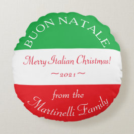Personalisierte italienische Weihnachtsbühne Natal Rundes Kissen