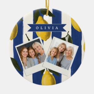 Personalisierte italienische Zitronenstreifen-Küst Keramik Ornament