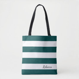 Personalisierte Jade und weiße gestreifte Tasche