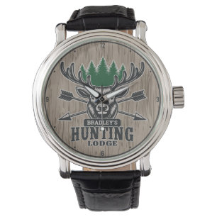 Personalisierte Jagdlodge für Hirschelken Armbanduhr