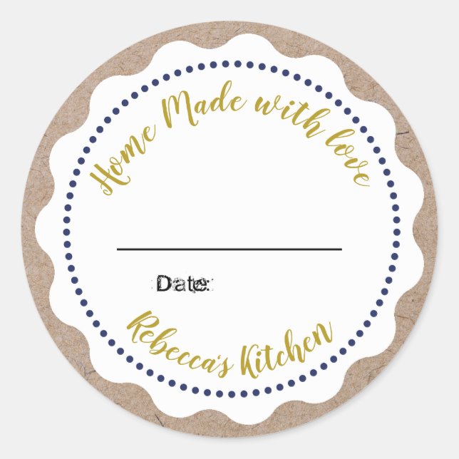 Personalisierte Jam Canning | Homemade Mason Jar Runder Aufkleber (Vorderseite)