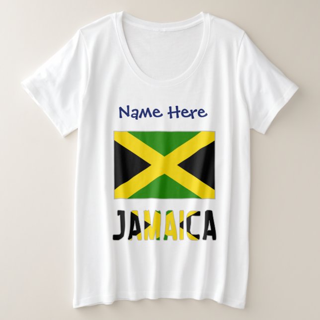 Personalisierte jamaikanische Flagge Große Größe T-Shirt (Design vorne)