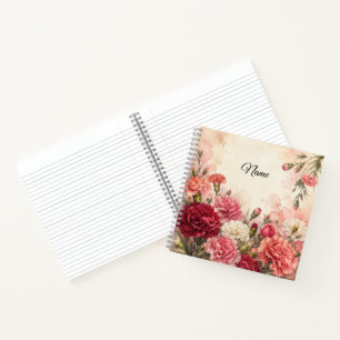 Personalisierte Januar-Geburtsblume Nelke Notizbuch