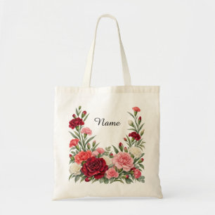 Personalisierte Januar-Geburtsblume Nelke Tragetasche