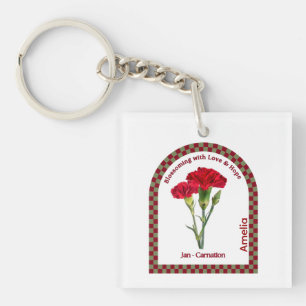 Personalisierte Januar-Geburtsmonatsblume Schlüsselanhänger