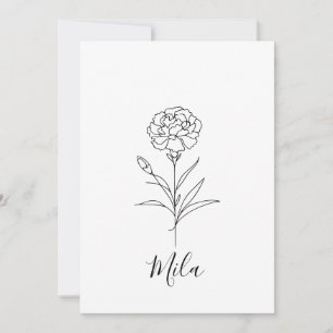 Personalisierte Januar-Nelke-Geburtsblume Einladung