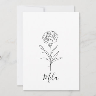 Personalisierte Januar-Nelke-Geburtsblume Einladung