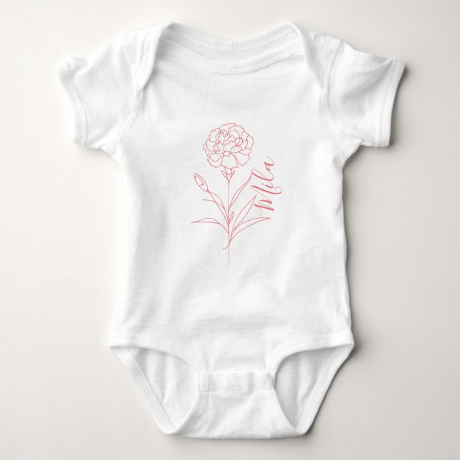 Personalisierte Januar-Nelkenbildung Blume Baby Strampler (Vorderseite)