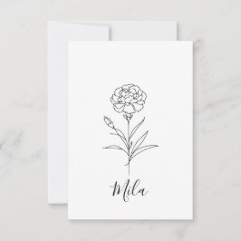 Personalisierte Januar-Nelkenbildung Blume Dankeskarte