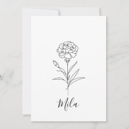 Personalisierte Januar-Nelkenbildung Blume Einladung