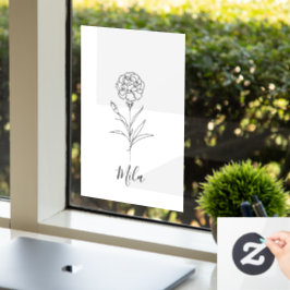 Personalisierte Januar-Nelkenbildung Blume Fensteraufkleber