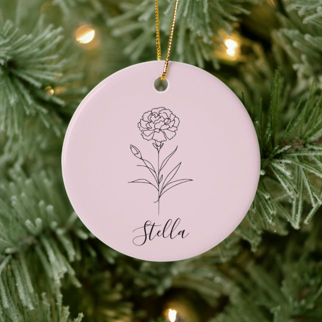 Personalisierte Januar-Nelkenbildung Blume Keramik Ornament (Baum)
