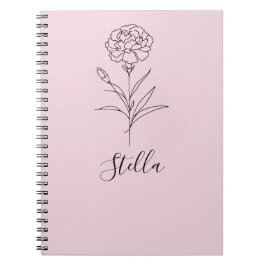 Personalisierte Januar-Nelkenbildung Blume Notizblock