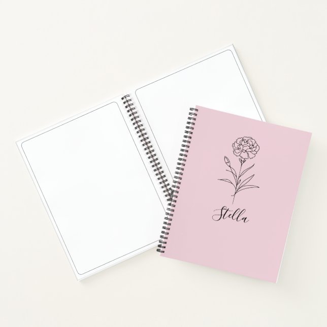 Personalisierte Januar-Nelkenbildung Blume Notizbuch (Innenseite)