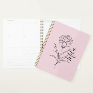 Personalisierte Januar-Nelkenbildung Blume Planer