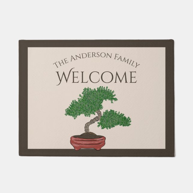 Personalisierte japanische Bonsai Tree Welcome Mat Fußmatte (Vorderseite)