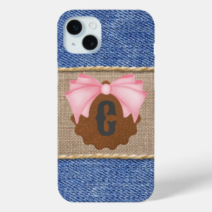 Personalisierte Jeans & Leder mit rosa Schleife Case-Mate iPhone Hülle