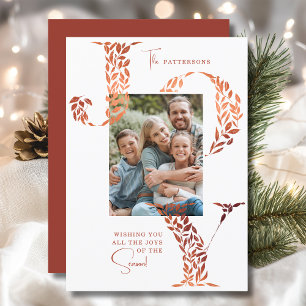 Personalisierte Joy Botanical Familien-Weihnachtsf Feiertagskarte