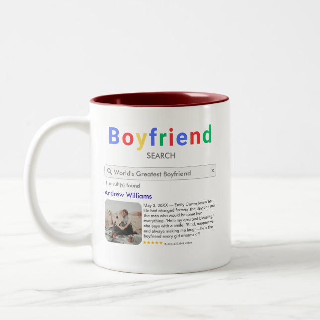 Personalisierte Jubiläumsgeschenke für ihn Zweifarbige Tasse (Links)